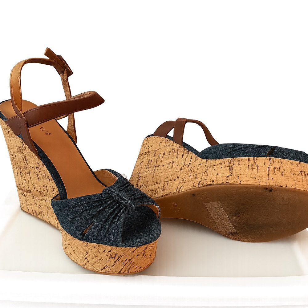 Stylish Denim Wedge Sandals